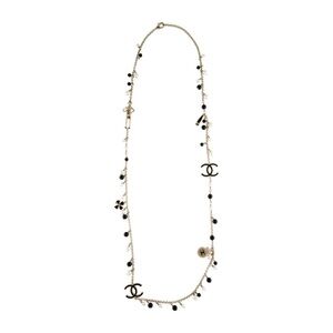 Authentic CHANEL Enamel, Faux Pearl & Resin 100th Anniversary Station Necklace